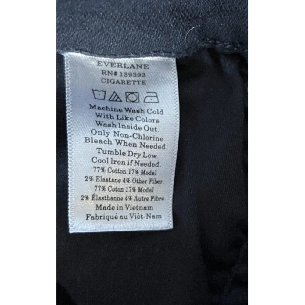 Everlane Black High Rise Slim Straight Raw Hem Jeans Size 27